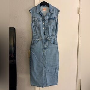 New Levi's Light Blue Denim Midi Dress